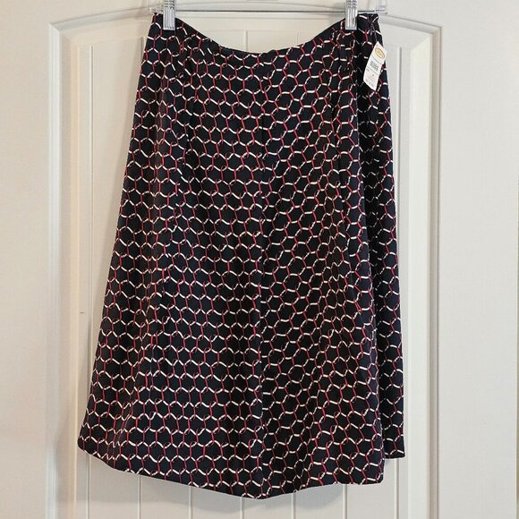 NWT Women's Talbots Pure Silk A-Line Skirt Lined Blue/Red/White Size‎ 4 - Picture 1 of 6